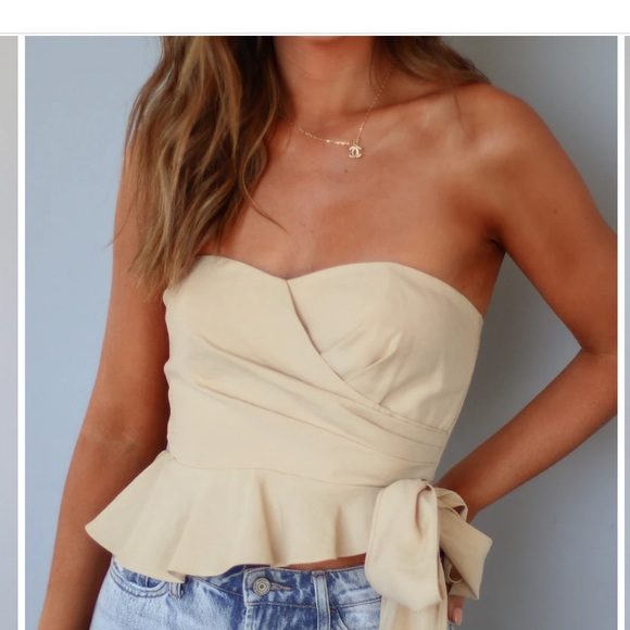 DO + BE Strapless Beige Shorts Set - Picture 2 of 5